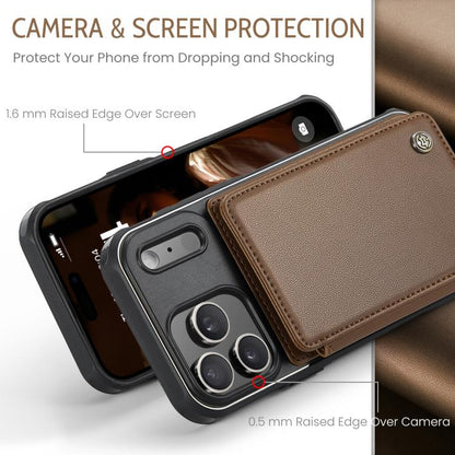 For iPhone 17 Pro CaseMe C22 Card Slots Holder RFID Anti-theft Phone Case(Brown) by CaseMe