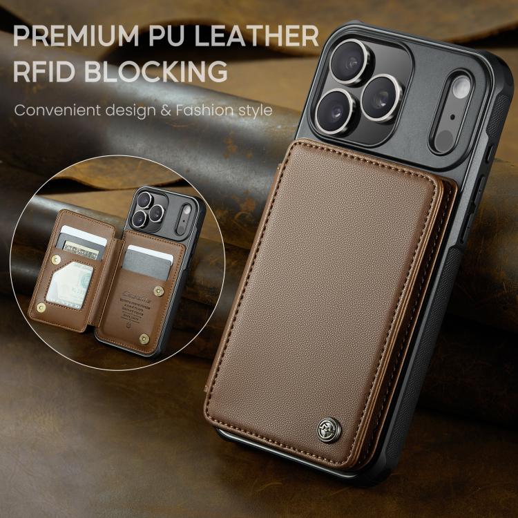For iPhone 17 Pro CaseMe C22 Card Slots Holder RFID Anti-theft Phone Case(Brown) by CaseMe