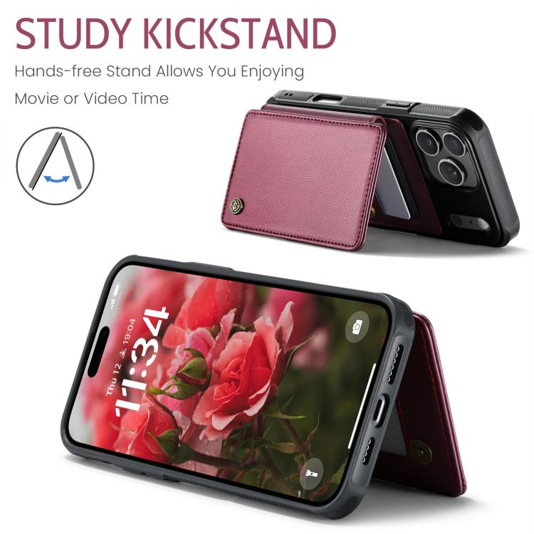 For iPhone 17 Pro CaseMe C22 Card Slots Holder RFID Anti-theft Phone Case(Red) by CaseMe