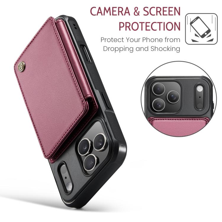For iPhone 17 Pro CaseMe C22 Card Slots Holder RFID Anti-theft Phone Case(Red) by CaseMe