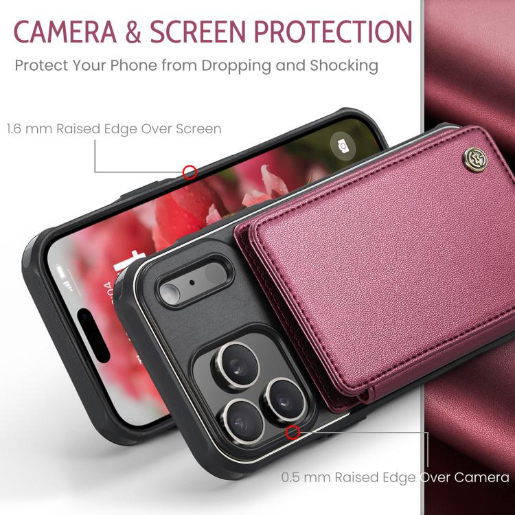 For iPhone 17 Pro CaseMe C22 Card Slots Holder RFID Anti-theft Phone Case(Red) by CaseMe