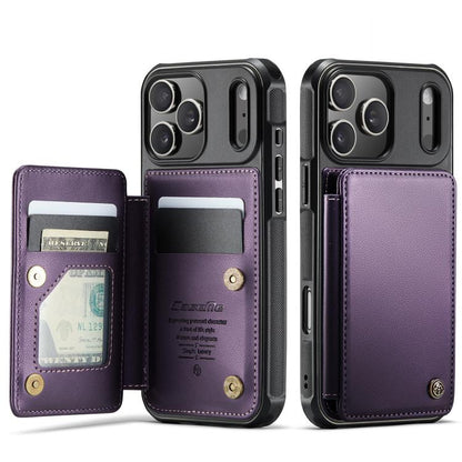 For iPhone 17 Pro CaseMe C22 Card Slots Holder RFID Anti-theft Phone Case(Purple) by CaseMe