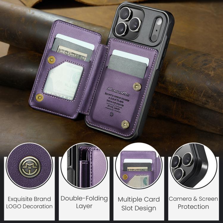For iPhone 17 Pro CaseMe C22 Card Slots Holder RFID Anti-theft Phone Case(Purple) by CaseMe