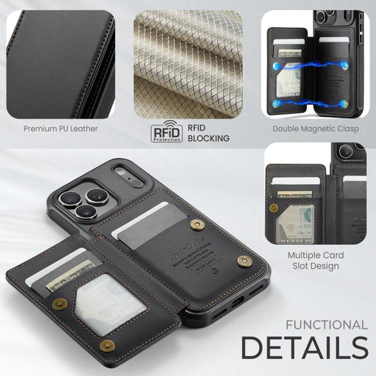 For iPhone 17 Pro Max CaseMe C22 Card Slots Holder RFID Anti-theft Phone Case(Black) by CaseMe