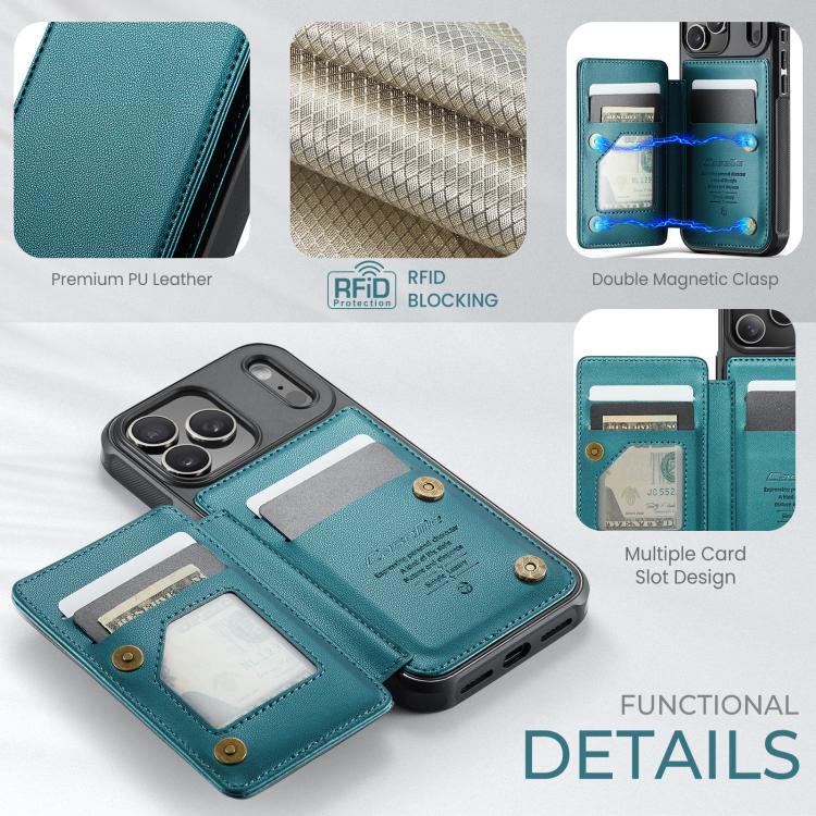 For iPhone 17 Pro Max CaseMe C22 Card Slots Holder RFID Anti-theft Phone Case(Green) by CaseMe