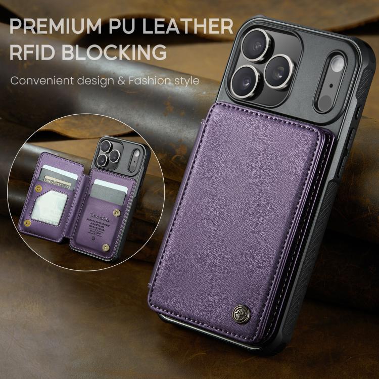 For iPhone 17 Pro Max CaseMe C22 Card Slots Holder RFID Anti-theft Phone Case(Purple) by CaseMe