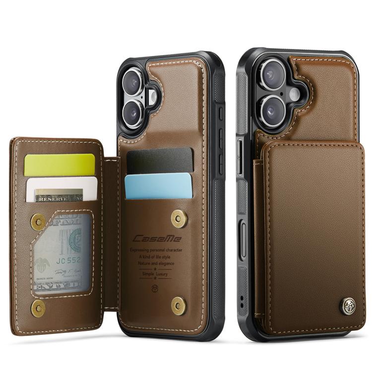 For iPhone 17 CaseMe C22 Card Slots Holder RFID Anti-theft Phone Case(Brown) by CaseMe