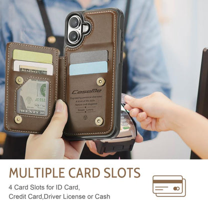 For iPhone 17 CaseMe C22 Card Slots Holder RFID Anti-theft Phone Case(Brown) by CaseMe