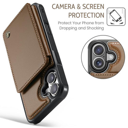 For iPhone 17 CaseMe C22 Card Slots Holder RFID Anti-theft Phone Case(Brown) by CaseMe