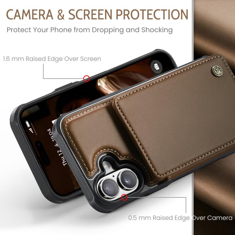 For iPhone 17 CaseMe C22 Card Slots Holder RFID Anti-theft Phone Case(Brown) by CaseMe