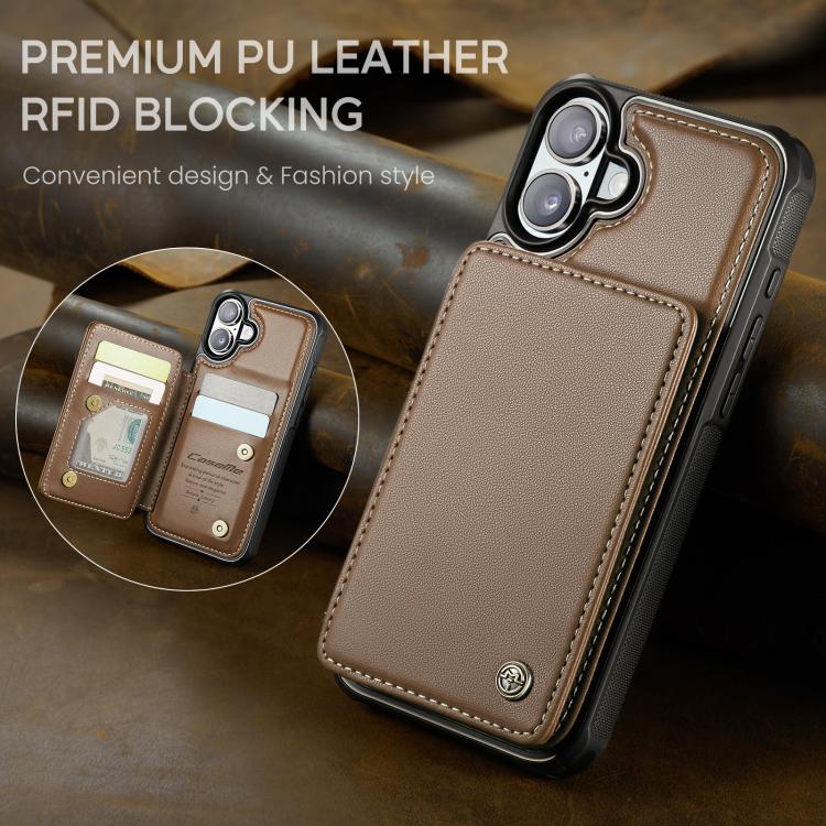 For iPhone 17 CaseMe C22 Card Slots Holder RFID Anti-theft Phone Case(Brown) by CaseMe