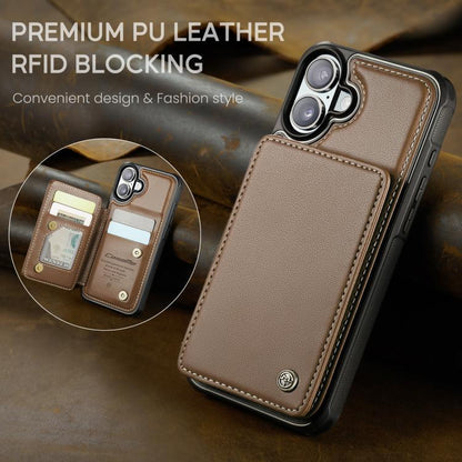 For iPhone 17 CaseMe C22 Card Slots Holder RFID Anti-theft Phone Case(Brown) by CaseMe