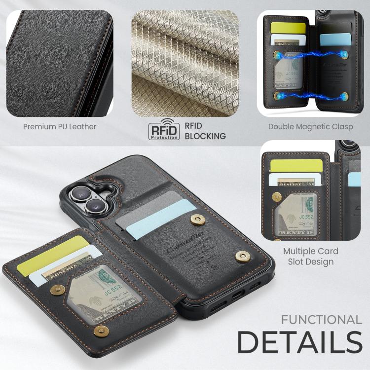 For iPhone 17 CaseMe C22 Card Slots Holder RFID Anti-theft Phone Case(Black) by CaseMe
