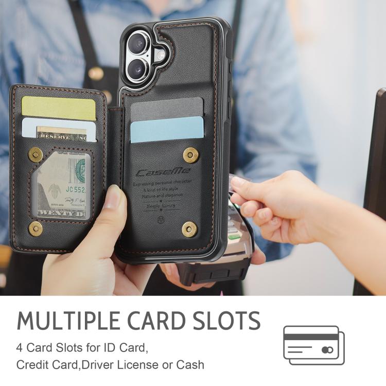 For iPhone 17 CaseMe C22 Card Slots Holder RFID Anti-theft Phone Case(Black) by CaseMe