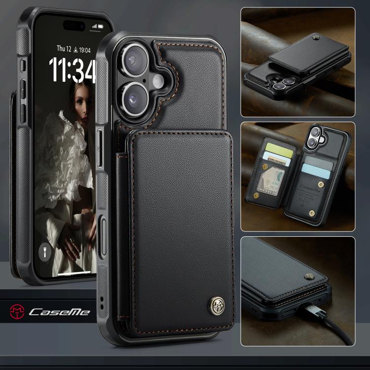 For iPhone 17 CaseMe C22 Card Slots Holder RFID Anti-theft Phone Case(Black) by CaseMe