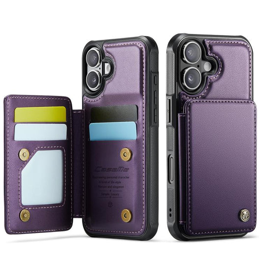 For iPhone 17 CaseMe C22 Card Slots Holder RFID Anti-theft Phone Case(Purple) by CaseMe