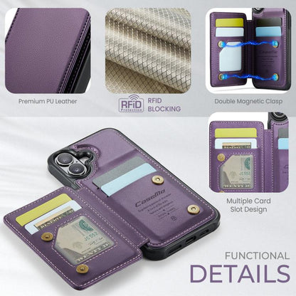 For iPhone 17 CaseMe C22 Card Slots Holder RFID Anti-theft Phone Case(Purple) by CaseMe