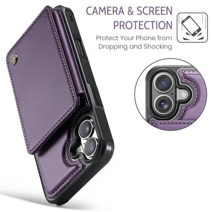 For iPhone 17 CaseMe C22 Card Slots Holder RFID Anti-theft Phone Case(Purple) by CaseMe