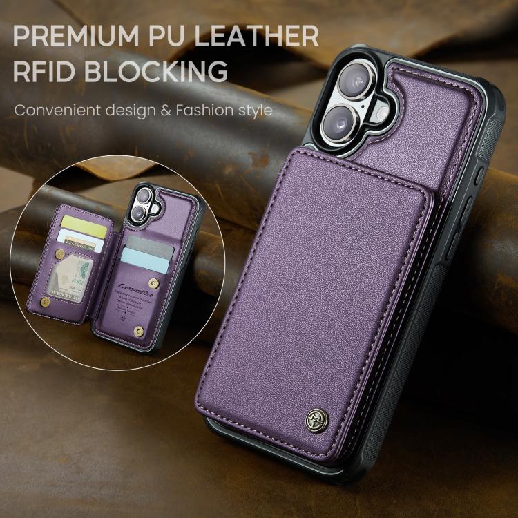 For iPhone 17 CaseMe C22 Card Slots Holder RFID Anti-theft Phone Case(Purple) by CaseMe