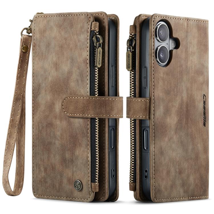 For iPhone 17 CaseMe C30 Card Slots Zipper Wallet Leather Phone Case(Brown) by CaseMe