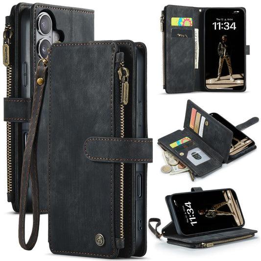 For iPhone 17 CaseMe C30 Card Slots Zipper Wallet Leather Phone Case(Black) by CaseMe