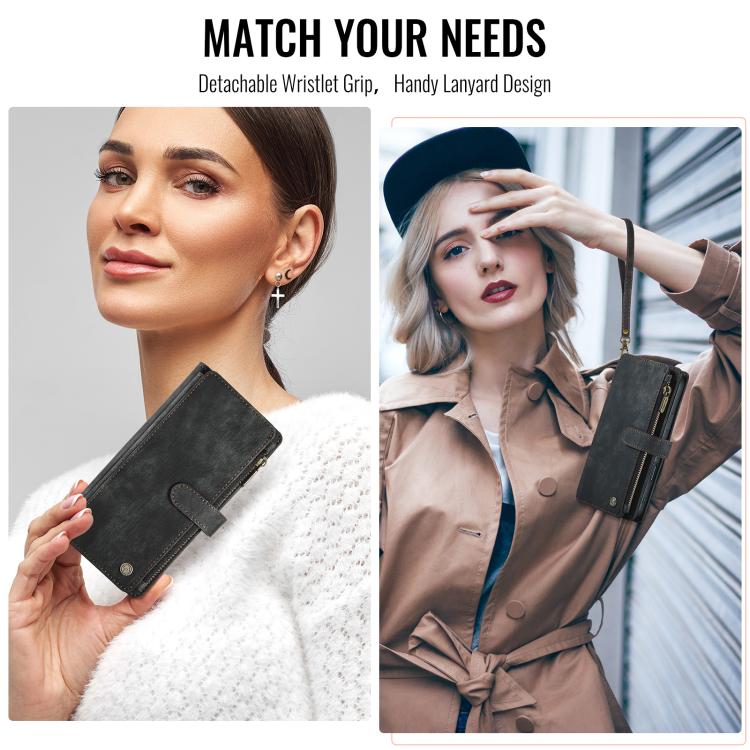 For iPhone 17 CaseMe C30 Card Slots Zipper Wallet Leather Phone Case(Black) by CaseMe