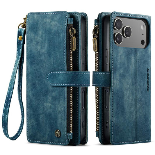 For iPhone 17 Pro CaseMe C30 Card Slots Zipper Wallet Leather Phone Case(Blue) by CaseMe