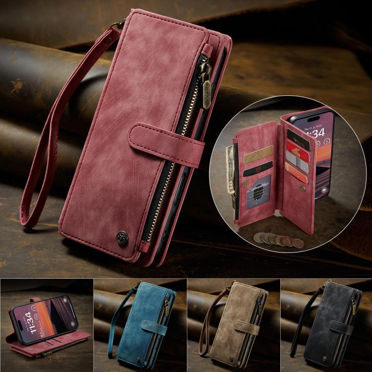 For iPhone 17 Pro CaseMe C30 Card Slots Zipper Wallet Leather Phone Case(Red) by CaseMe