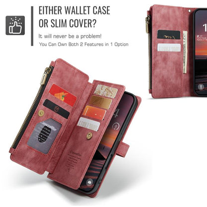 For iPhone 17 Pro CaseMe C30 Card Slots Zipper Wallet Leather Phone Case(Red) by CaseMe