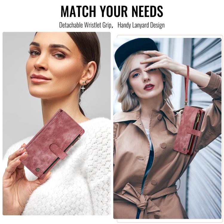 For iPhone 17 Pro CaseMe C30 Card Slots Zipper Wallet Leather Phone Case(Red) by CaseMe