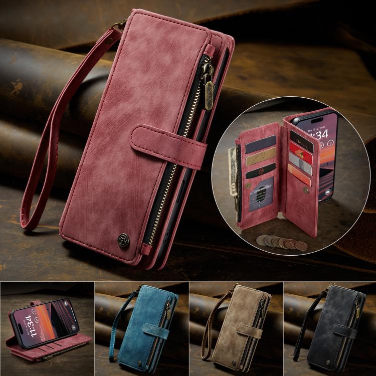For iPhone 17 Pro Max CaseMe C30 Card Slots Zipper Wallet Leather Phone Case(Red) by CaseMe
