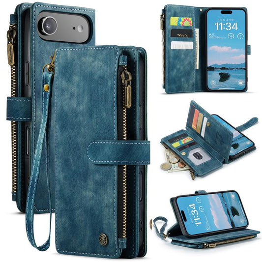 For iPhone Air CaseMe C30 Card Slots Zipper Wallet Leather Phone Case(Blue) by CaseMe