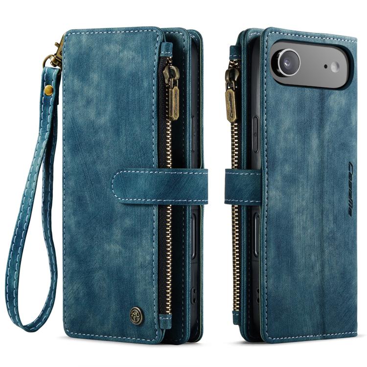 For iPhone Air CaseMe C30 Card Slots Zipper Wallet Leather Phone Case(Blue) by CaseMe