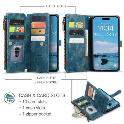 For iPhone Air CaseMe C30 Card Slots Zipper Wallet Leather Phone Case(Blue) by CaseMe