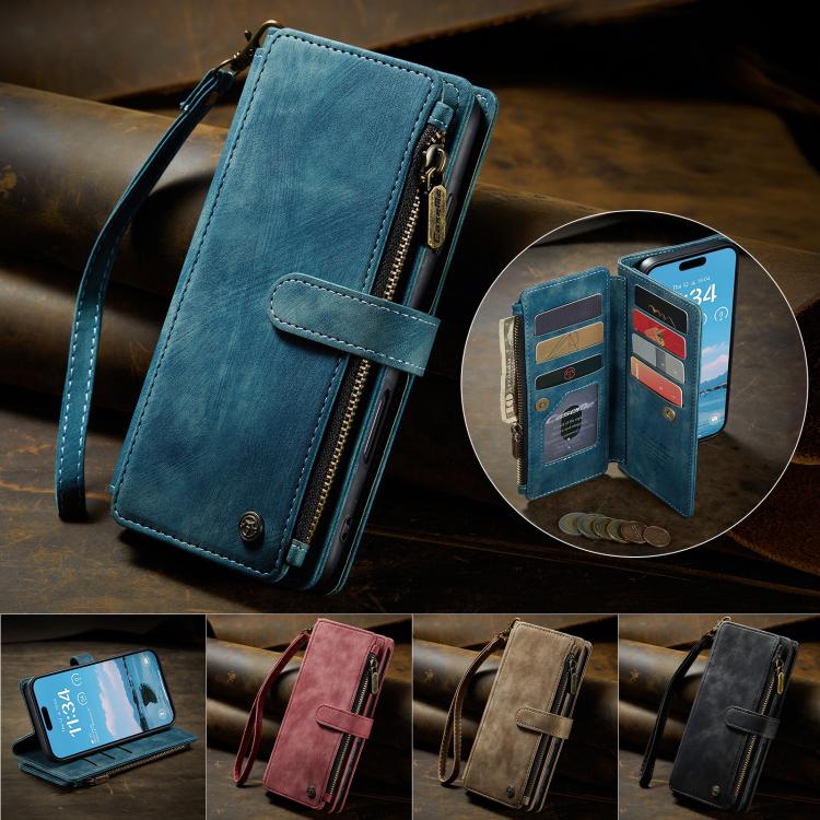 For iPhone Air CaseMe C30 Card Slots Zipper Wallet Leather Phone Case(Blue) by CaseMe