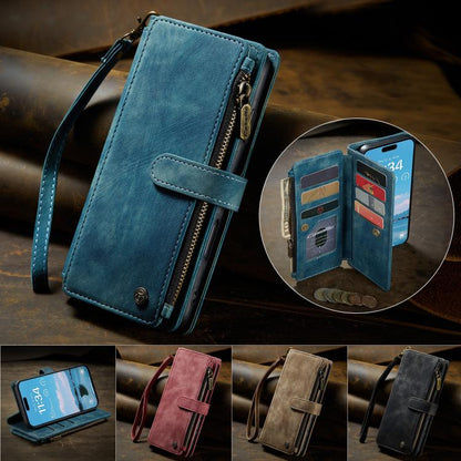 For iPhone Air CaseMe C30 Card Slots Zipper Wallet Leather Phone Case(Blue) by CaseMe