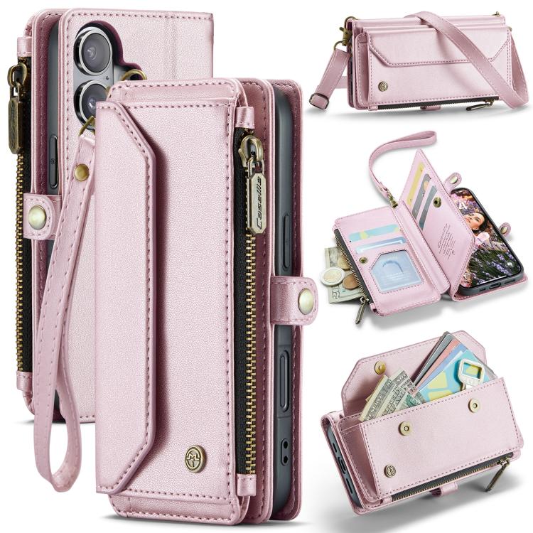 For iPhone 17 CaseMe C36 Card Slots Zipper Wallet RFID Anti-theft Leather Phone Case(Pink) by CaseMe