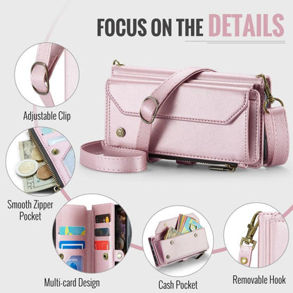 For iPhone 17 CaseMe C36 Card Slots Zipper Wallet RFID Anti-theft Leather Phone Case(Pink) by CaseMe