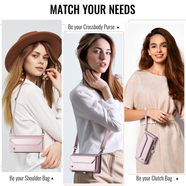 For iPhone 17 CaseMe C36 Card Slots Zipper Wallet RFID Anti-theft Leather Phone Case(Pink) by CaseMe