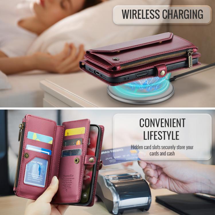 For iPhone 17 CaseMe C36 Card Slots Zipper Wallet RFID Anti-theft Leather Phone Case(Red) by CaseMe