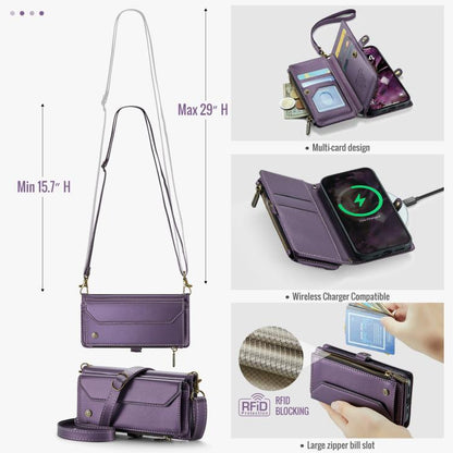 For iPhone 17 CaseMe C36 Card Slots Zipper Wallet RFID Anti-theft Leather Phone Case(Purple) by CaseMe