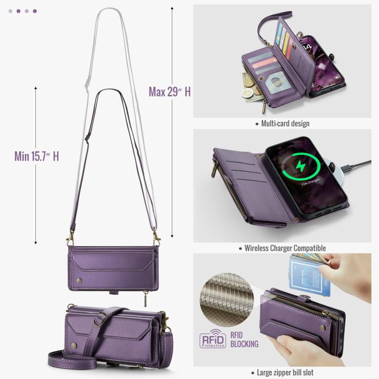 For iPhone Air CaseMe C36 Card Slots Zipper Wallet RFID Anti-theft Leather Phone Case(Purple) by CaseMe