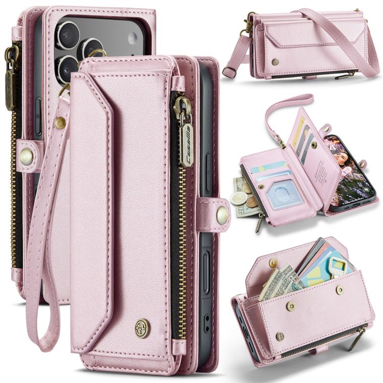 For iPhone 17 Pro CaseMe C36 Card Slots Zipper Wallet RFID Anti-theft Leather Phone Case(Pink) by CaseMe