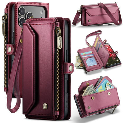 For iPhone 17 Pro CaseMe C36 Card Slots Zipper Wallet RFID Anti-theft Leather Phone Case(Red) by CaseMe