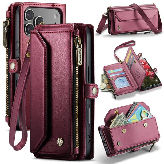 For iPhone 17 Pro CaseMe C36 Card Slots Zipper Wallet RFID Anti-theft Leather Phone Case(Red) by CaseMe