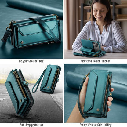 For iPhone 17 Pro CaseMe C36 Card Slots Zipper Wallet RFID Anti-theft Leather Phone Case(Blue) by CaseMe