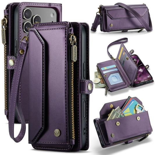 For iPhone 17 Pro CaseMe C36 Card Slots Zipper Wallet RFID Anti-theft Leather Phone Case(Purple) by CaseMe