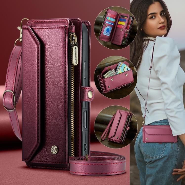 For iPhone 17 Pro Max CaseMe C36 Card Slots Zipper Wallet RFID Anti-theft Leather Phone Case(Red) by CaseMe