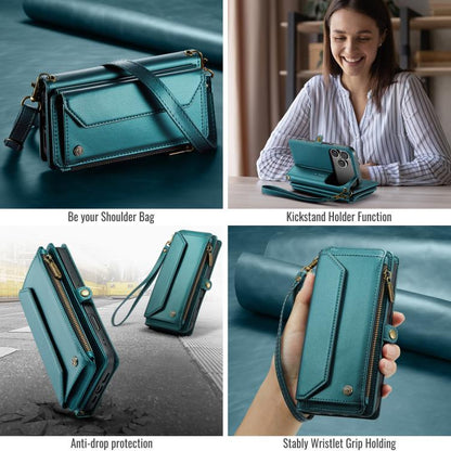 For iPhone 17 Pro Max CaseMe C36 Card Slots Zipper Wallet RFID Anti-theft Leather Phone Case(Blue) by CaseMe