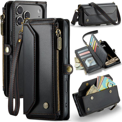 For iPhone 17 Pro Max CaseMe C36 Card Slots Zipper Wallet RFID Anti-theft Leather Phone Case(Black) by CaseMe